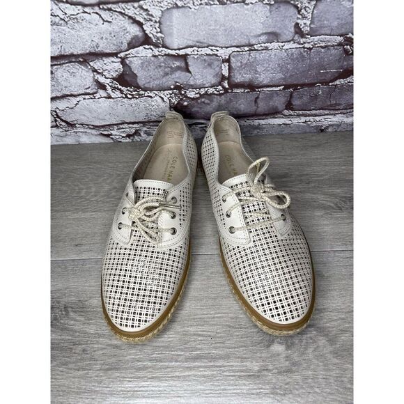 Cole Haan Ivory Leather Perforated Espadrilles Comfort Shoes Women Sz 8.5B US/39 - Picture 15 of 16